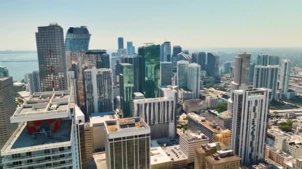 Légi Felvétel Miami Brickell Belvárosáról Floridában Usa Ban Magas Kereskedelmi — Stock videók