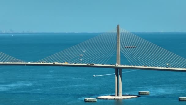 Vista Aerea Del Sunshine Skyway Bridge Sulla Baia Tampa Florida — Video Stock