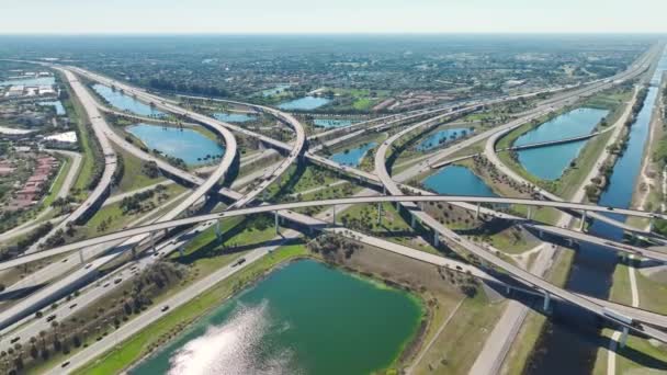 Usa Concetto Infrastruttura Trasporto Sopra Vista Ampio Incrocio Autostradale Miami — Video Stock