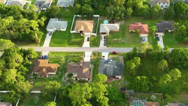 Aerial Landscape View Suburban Private Houses Green Palm Trees Florida — Vídeo de Stock