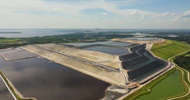 Aerial View Riverview Phosphogypsum Stack Large Open Air Phosphogypsum Waste — Stock Video