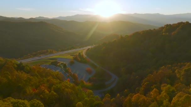 Vista Desde Arriba Una Gran Área Descanso Autopista Interestatal Carolina — Vídeos de Stock