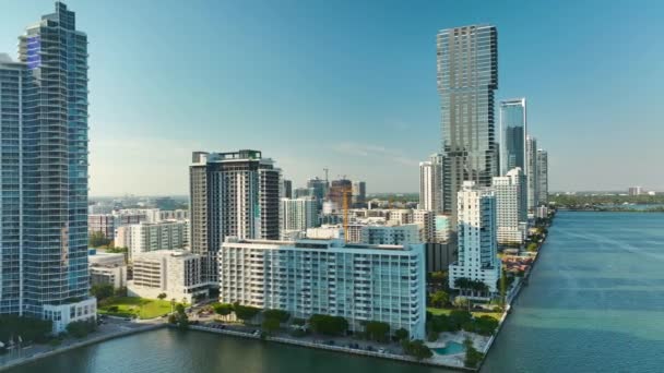 Quartiere Downtown Della Città Miami Con Edifici Residenziali Lusso Grattacielo — Video Stock