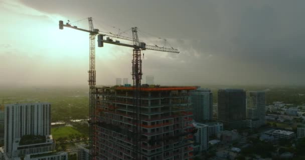 Розвиток Нерухомості Міському Районі Маямі Баштові Підйомні Крани Високому Житловому — стокове відео