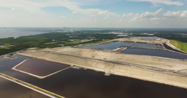 Vista Aérea Grande Pilha Resíduos Fosfogesso Livre Perto Tampa Flórida — Vídeo de Stock