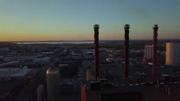 Luchtfoto Van Een Warmte Krachtcentrale Linkoping Zweden Elektriciteitsproductie Uit Gerecycleerd — Stockvideo