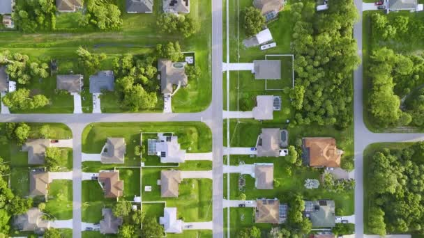 Ilmakuva Pikkukaupunki Amerikka Esikaupunki Maisema Yksityiskodeissa Välillä Vihreitä Palmuja Floridassa — kuvapankkivideo