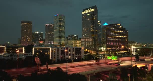 Tráfego Rodoviário Com Carros Condução Centro Cidade Tampa Flórida Eua — Vídeo de Stock