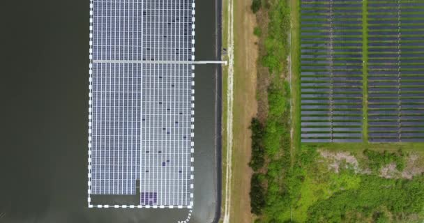 Producción Electricidad Fotovoltaica Sostenible Superficie Del Agua Con Cero Emisiones — Vídeo de stock