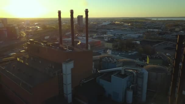 Elektriciteitsproductie Bij Warmte Elektriciteitscentrale Linkoping Zweden Productie Van Elektriciteit Uit — Stockvideo