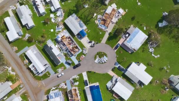 Rusak Parah Oleh Badai Rumah Ian Florida Perumahan Rumah Mobile — Stok Video