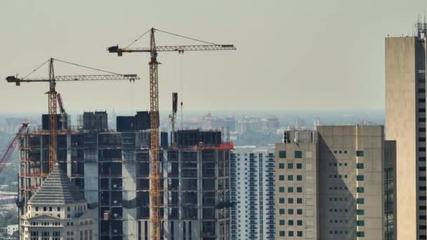 Neue Baustelle Für Wohnbebauung Amerikanischem Stadtgebiet Industrielle Turmhebekräne Miami Florida — Stockvideo