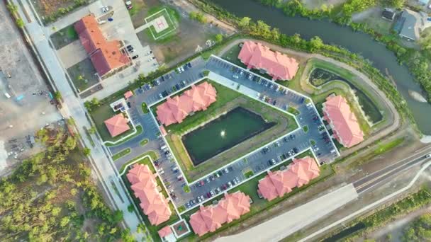 Kilátás Fentről Apartman Lakások Floridában Külvárosi Területen Amerikai Társasházak Mint — Stock videók