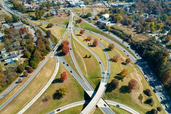 American Freeway Intersection Asheville North Carolina Fast Driving Cars Trucks — Zdjęcie stockowe