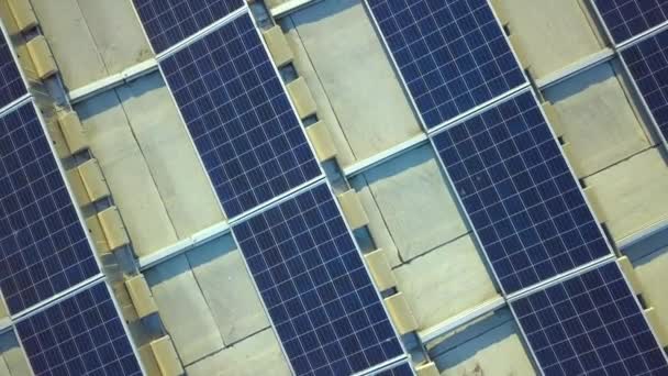 Panele Fotowoltaiczne Zamontowane Dachu Budynku Przemysłowego Produkcji Ekologicznej Energii Elektrycznej — Wideo stockowe