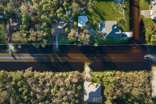 stock image Hurricane flooded street in Florida residential area. Consequences of natural disaster.