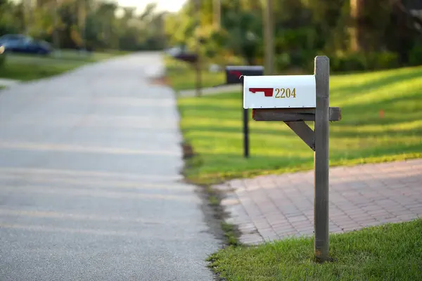 Typical American Outdoors Mail Box Suburban Street Side — Stock Photo, Image