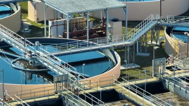 Modern Water Cleaning Facility Urban Wastewater Treatment Plant Purification Process — Stock Video