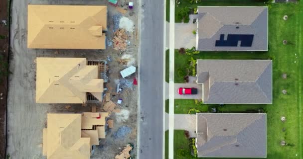 Holzrahmen Neuer Amerikanischer Einfamilienhäuser Bau Florida Entwicklung Des Wohnungsbaus Den — Stockvideo
