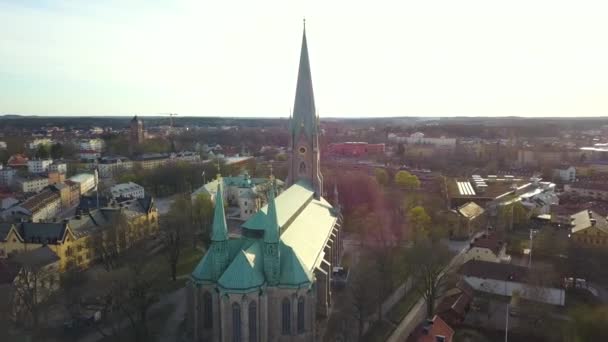 Aerial View Old Historical Linkoping City Sweden European Architecture Scandinavian — Stock Video