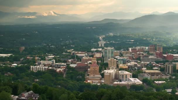 Kota Asheville North Carolina Saat Matahari Terbenam Arsitektur Pusat Kota — Stok Video