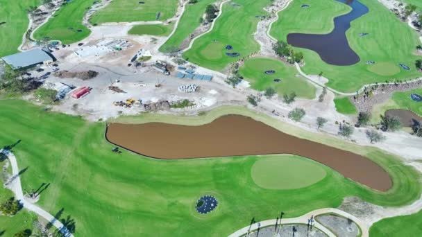 Development Premium Infrastructure Outdoor Sports Construction New Golf Course Sunny — Stock Video