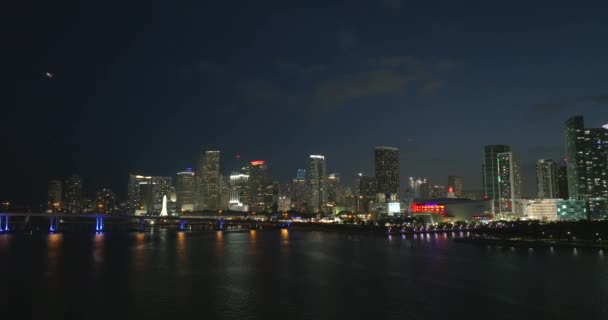 Downtown District Miami Brickell Floride États Unis Nuit Paysage Urbain — Video