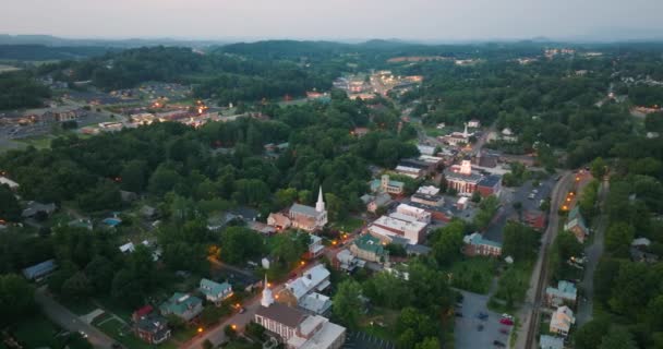 Pequena Cidade América Arquitetura Noite Jonesborough Cidade Mais Antiga Tennessee — Vídeo de Stock