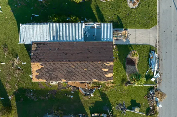 Collapsed Damaged Mobile Homes Hurricane Ian Swept Florida Residential Area — Stock Photo, Image