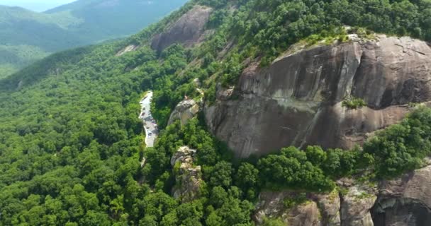 Letecký Pohled Chimney Rock Chimney Rock State Park Severní Karolíně — Stock video