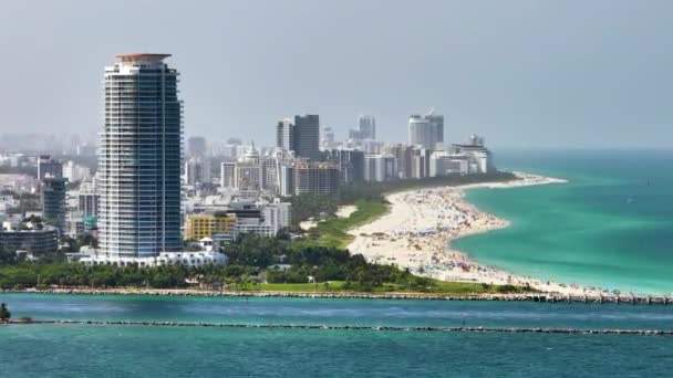 Panorama Pemandangan Miami Beach Perkotaan South Beach Hotel Mewah Tinggi — Stok Video