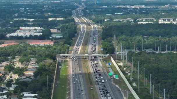 Langzaam Verkeer Bij Industriële Wegwerkzaamheden Sarasota Florida Brede Amerikaanse Snelweg — Stockvideo