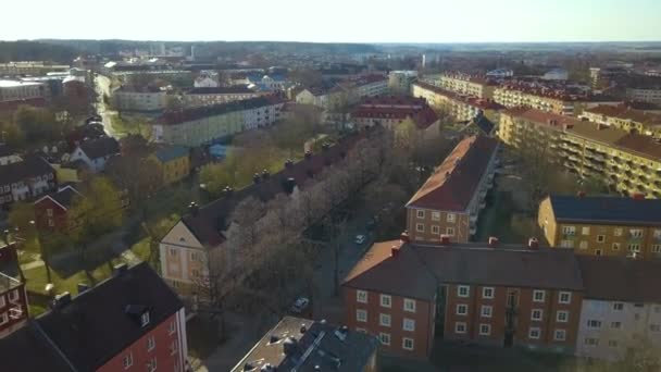 Vista Superior Condomínios Apartamentos Cidade Linkoping Suécia Habitação Familiar Bairro — Vídeo de Stock
