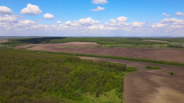 Bahar Mevsiminde Ekin Ekmek Için Hazırlanmış Ekili Verimli Topraklarla Çıplak — Stok video