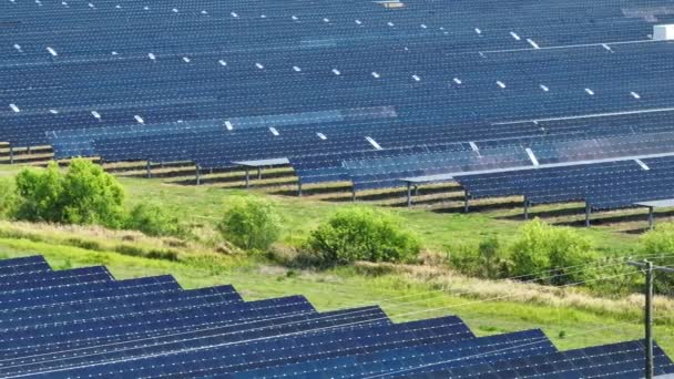 Förnybar Utan Utsläpp Hållbart Elkraftverk Med Många Rader Solcellspaneler För — Stockvideo