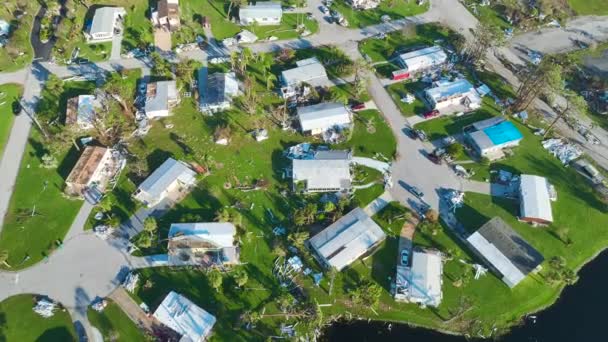 Gravemente Dañado Por Huracán Ian Casas Florida Zona Residencial Casas — Vídeo de stock