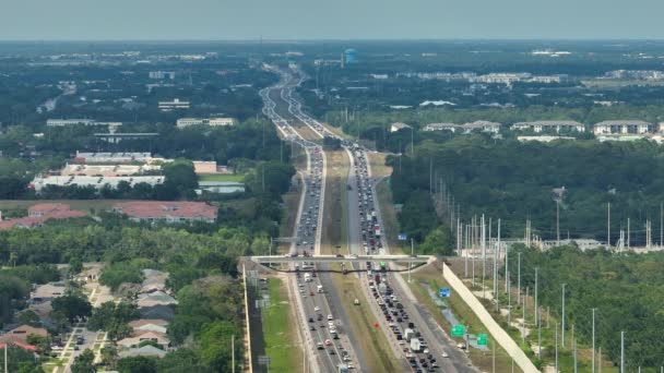 Langsamer Verkehr Auf Industriestraßen Sarasota Florida Breite Amerikanische Autobahn Bau — Stockvideo