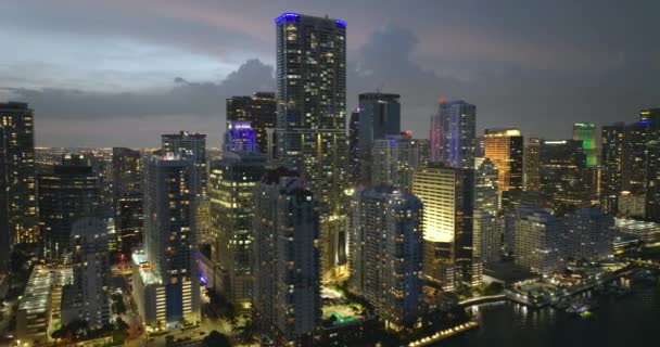 Paisaje Nocturno Urbano Del Distrito Centro Miami Brickell Florida Estados — Vídeos de Stock