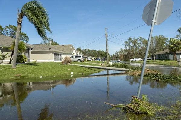 Şiddetli sağanak yağıştan sonra Florida 'da sel basmış yol.