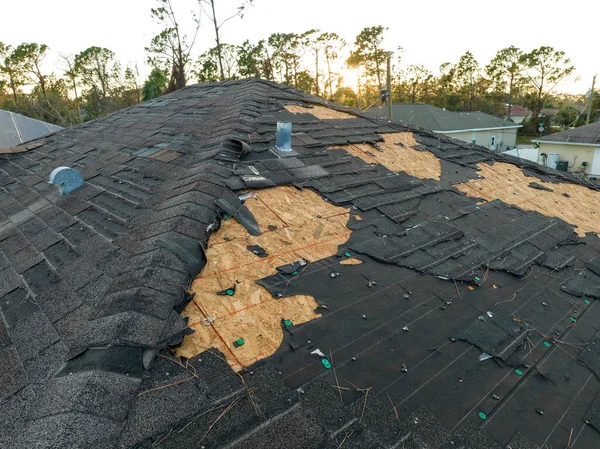 Natural Disaster Its Consequences Hurricane Ian Destroyed House Roof Florida — Stock Photo, Image