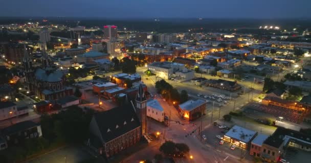 Geceleyin Tarihi Amerikan Şehir Mimarisi Macon Bibb County Georgia Daki — Stok video