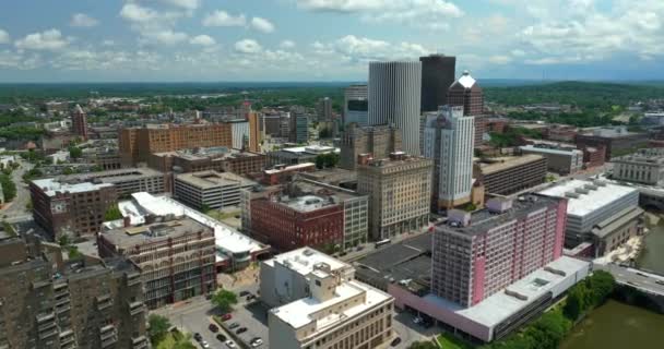 Centro Cidade Rochester Com Paisagem Urbana Nova York Arquitetura Histórica — Vídeo de Stock