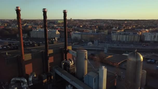 Zrównoważona Elektrownia Ciepłownia Wykorzystująca Odnawialne Zasoby Linkoping Szwecji Produkcja Energii — Wideo stockowe