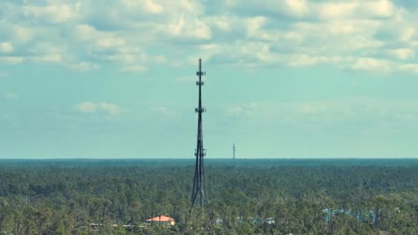 Tall Telecommunication Radio Cell Tower Wireless Communication Antennas Network Signal — Stock Video