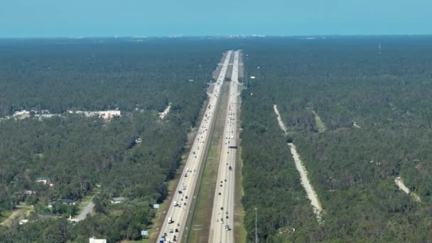 Luchtfoto Van Amerikaanse Snelweg Met Veel Auto Tijdens Spits Florida — Stockvideo