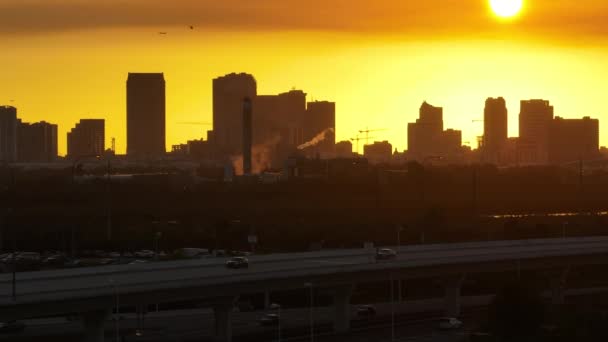 Widok Lotu Ptaka Pasażerskiego Startującego Nad Śródmieściem Miasta Tampa Florydzie — Wideo stockowe