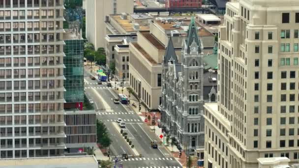Široká Ulice Historické Čtvrti Centru Richmond Virginia Historická Budova Radnice — Stock video