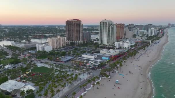 Vue Aérienne Ville Fort Lauderdale Avec Plage Sable Fin Las — Video