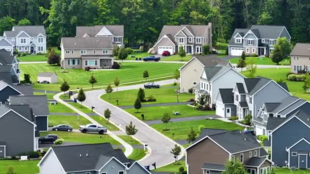 Letecký Pohled Velké Soukromé Domy Rochesteru Rezidenční Čtvrti Nové Rodinné — Stock video