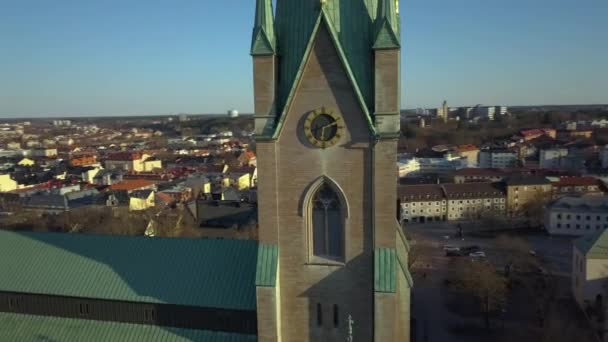 Vista Aérea Antigua Ciudad Histórica Linkoping Suecia Arquitectura Europea Ciudad — Vídeos de Stock